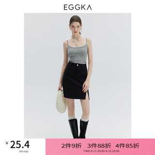 EGGKA 纯色修身吊带背心女2024春季简约百搭时尚打底无袖上衣 灰色 S