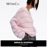 MO&Co.2024春含马海毛羊毛闪葱慵懒微透针织衫毛衣MBD1SWT010 冰粉色 L/170