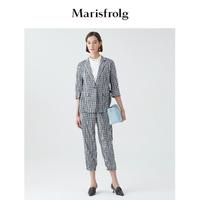 Marisfrolg 玛丝菲尔 黑白撞色格纹设计修身小西装外套