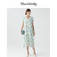 Marisfrolg 玛丝菲尔 小格子暗纹提花V领中长款连衣裙夏季裙子连衣裙女夏