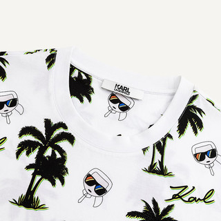 Karl Lagerfeld卡尔拉格斐轻奢老佛爷男装 24夏款KARL满印沙滩风短袖T恤 本白 48