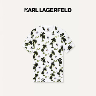 Karl Lagerfeld卡尔拉格斐轻奢老佛爷男装 24夏款KARL满印沙滩风短袖T恤 本白 48