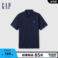 Gap 盖璞 男装2024夏季新款纯棉小熊刺绣polo衫简约纯色短袖上衣466791