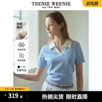 TEENIE WEENIE TeenieWeenie小熊2024年夏季新款撞色POLO短袖正肩T恤短款上衣女