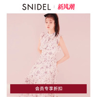 SNIDEL 2024春夏新品甜美优雅印花小飞袖收腰百褶连衣裙SWFO241060