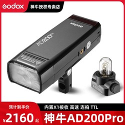 Godox 神牛 AD200pro外拍闪光灯锂电池大功率单反相机高速TTL便携口袋灯