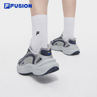 FILA FUSION斐乐潮牌男鞋SKY TRAIL DX复古潮鞋2024夏休闲鞋 合金灰/藏海蓝-AM 42