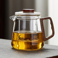 绿昌明泡茶壶玻璃带过滤茶水分离绿茶壶茶具大容量耐高温煮茶壶650ml 透明款  650ml