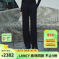 朗姿/LANCY2024春季黑色通勤直筒长裤女显瘦垂感休闲窄版 夜幕黑色 2XL