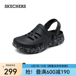 斯凯奇（Skechers）夏季洞洞鞋男透气沙滩鞋户外溯溪涉水凉鞋舒适软底拖鞋2431 黑色/灰色/BKGY 39.5