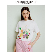 TeenieWeenie小熊短袖T恤白色上衣宽松多巴胺设计感休闲时尚女士