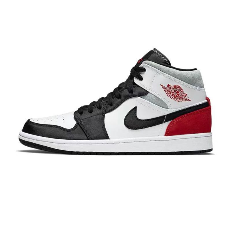 NIKE 耐克 Air Jordan 1 Mid AJ1 白红 复古休闲中帮篮球鞋 852542-100