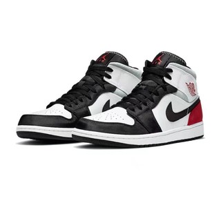 NIKE 耐克 Air Jordan 1 Mid AJ1 白红 复古休闲中帮篮球鞋 852542-100