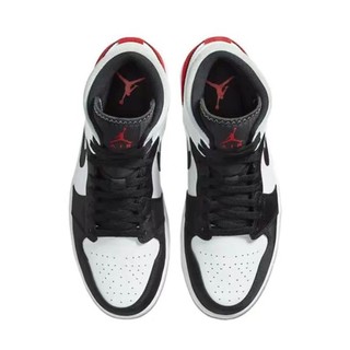 NIKE 耐克 Air Jordan 1 Mid AJ1 白红 复古休闲中帮篮球鞋 852542-100