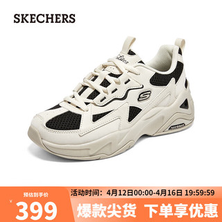 SKECHERS 斯凯奇 气泡熊猫鞋老爹鞋女款复古运动鞋子896178 自然色/黑色499 37