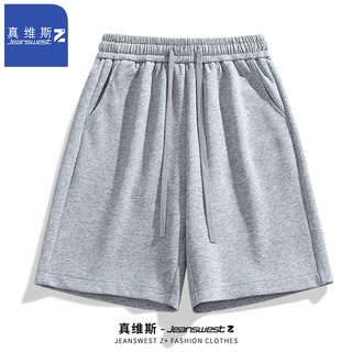 JEANSWEST Z+真维斯Z+短裤男夏季外穿纯棉运动纯色中裤男士休闲宽松五分裤 黑色 M