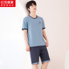 红豆居家 睡衣夏纯棉短袖家居服圆领小清新舒适男女可外穿套装春夏 水鸟蓝 男士175