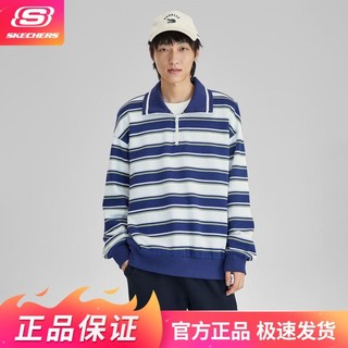 百亿补贴：SKECHERS 斯凯奇 秋冬男女同款针织休闲polo翻领运动卫衣复古宽松L323U091