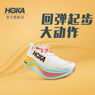 HOKA ONE ONE男女款夏季运动跑步鞋SKYWARD X 透气防滑耐磨 香槟白/泳池蓝-女 36