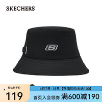 斯凯奇（Skechers）春季渔夫帽男女同款休闲百搭舒适棉质轻便帽子L124U080 碳黑/0018 均码