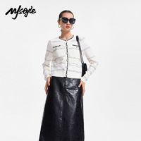 MJ STYLE MJstyle24年新款针织衫女春季圆领撞色复古风条纹开衫-524191018