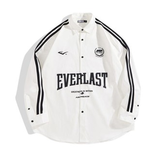 【EVERLAST】男装运动条纹拼色潮流长袖男式衬衫