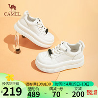 骆驼（CAMEL）板鞋女青春配色松糕厚底面包休闲鞋 L24S255646 米色 36 