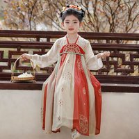 2024汉服女童春秋儿童古风超仙襦裙古装女宝中国风改良连衣裙春季