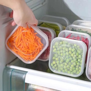 缕创 冷冻收纳盒冰箱专用分装食品级保鲜盒密封塑料分格小盒子长方形2个