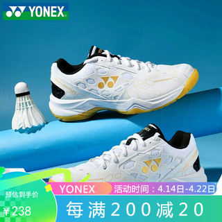 YONEX 尤尼克斯 羽毛球鞋yy男女同款训练透气缓震SHB101CR 白金 39.5