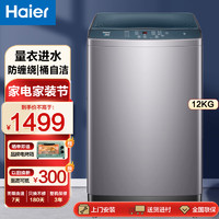 Haier 海尔 全自动波轮洗衣机大容量防缠绕羊毛洗儿童锁桶自洁中途添衣家用商用洗脱一体机 12公斤大容量全自动