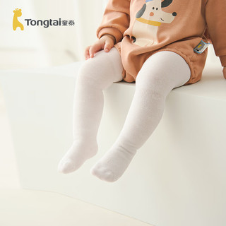 童泰（TONGTAI）婴儿连裤袜春秋薄款宝宝白色长筒棉袜子儿童女童灰色打底裤 本白 4-6岁