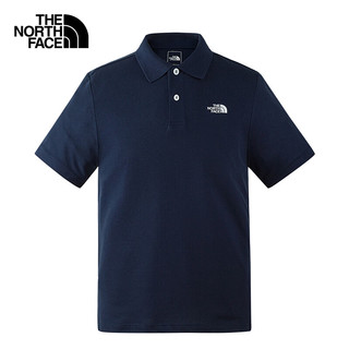 北面（The North Face）短袖T恤男春夏吸湿排汗POLO衫户外休闲翻领舒适半袖上衣 8K2/蓝色 L/175