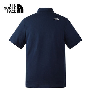 北面（The North Face）短袖T恤男春夏吸湿排汗POLO衫户外休闲翻领舒适半袖上衣 8K2/蓝色 L/175