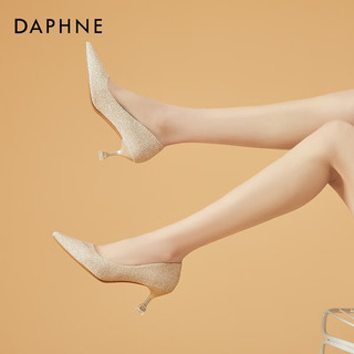 达芙妮（DAPHNE）高跟鞋春季细跟法式小皮鞋女百搭通勤小皮鞋2024气质工作鞋 香槟色 34 