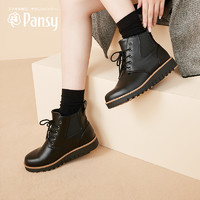 Pansy 日本女鞋平底舒适软底马丁靴妈妈鞋中老年靴子鞋子春款