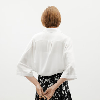 麦檬MM24夏设计感宽松白色短袖衬衫上衣5F4122041 白色 160/84A/M