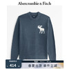 ABERCROMBIE & FITCH男装 24春美式麋鹿圆领套头毛衣休闲百搭针织衫 358141-1 蓝色 M (180/100A)