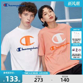 Champion 冠军T恤女2024春夏新款胶印LOGO运动圆领情侣短袖上衣男