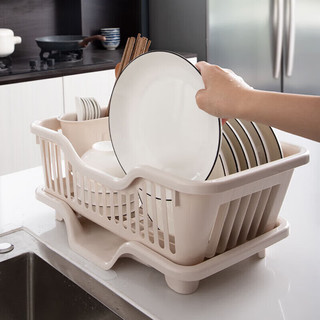 屋明几净沥水碗架厨房放碗架碗碟沥水架塑料放碗置物架单层置碗架家用 白色款侧开沥水口