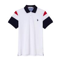 U.S. POLO ASSN. 春夏舒适纯棉男士套头撞色短袖上衣大众休闲柔软亲肤polo衫