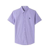 U.S. POLO ASSN. 春夏男士简约舒适纯色翻领纯棉短袖上衣大众休闲柔软亲肤透气衬衫