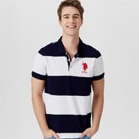 U.S. POLO ASSN. 春夏男士时尚大众休闲翻领条纹短袖POLO衫T恤