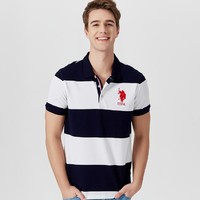 U.S. POLO ASSN. 春夏男士时尚大众休闲翻领条纹短袖POLO衫T恤