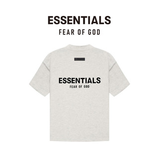 FEAR OF GOD ESSENTIALS  儿童款植绒背部LOGO系列棉质圆领短袖T恤 浅燕麦色 S