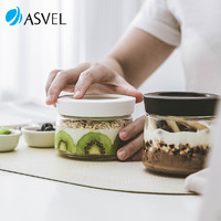 ASVEL 阿司倍鹭 日本asvel隔夜燕麦杯酸奶杯碗密封外带盖勺便携玻璃早餐杯牛奶杯