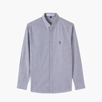 U.S. POLO ASSN. 春夏男士简约舒适纯色百搭时尚长袖上衣大众休闲亲肤柔软纯棉衬衫