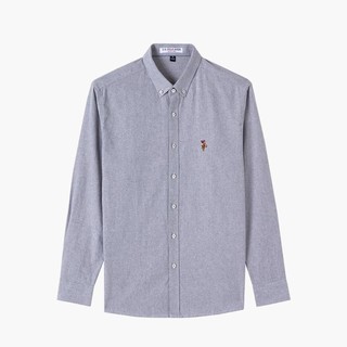 U.S. POLO ASSN. 春夏男士简约舒适纯色百搭时尚长袖上衣大众休闲亲肤柔软纯棉衬衫