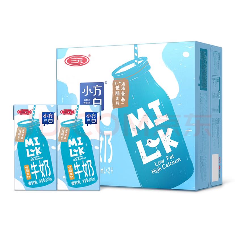 SANYUAN 三元 小方白低脂高钙牛奶200ml*24盒 量贩装 礼盒装