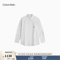 Calvin Klein Jeans24春夏男士复古通勤布标贴袋条纹宽松衬衫J325367 YAF-白底条纹 XL